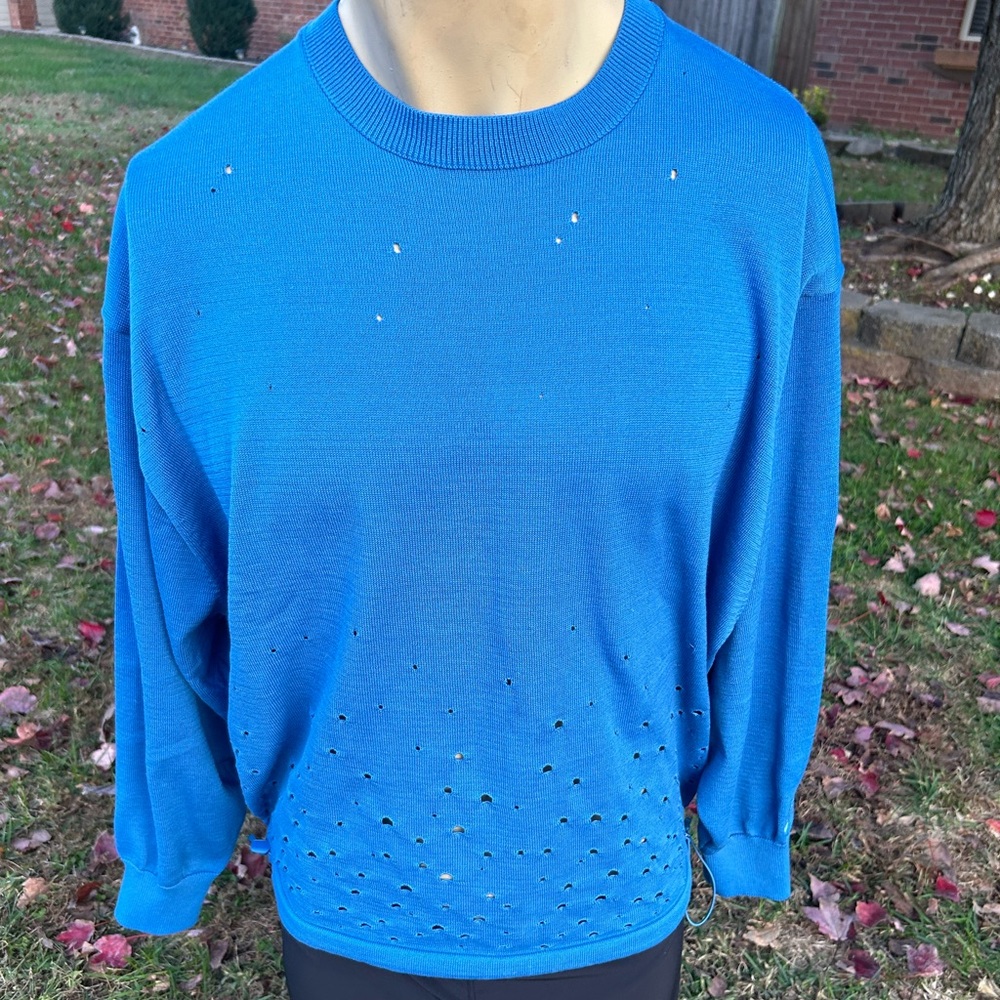 NWT NIKE Holey Sweater light blue crew neck size medium
